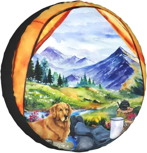 Vista 10 de Cool Campers - Cubierta de neumático de repuesto para remolques de viaje, impermeable, protección solar UV, se adapta a camiones, SUV, cubiertas