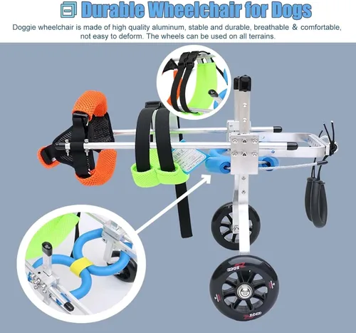 Vista 4 de Silla de ruedas para perros con patas traseras para discapacitados, silla de ruedas para perros pequeños para patas traseras, carritos para perros
