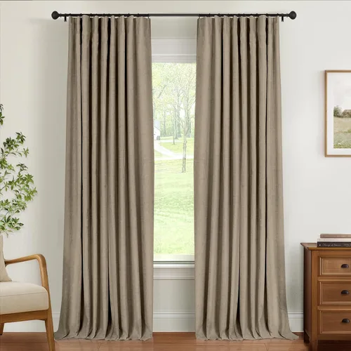Vista 27 de INOVADAY Cortinas térmicas para puerta corredera 100% opacas para dormitorio, cortinas de puerta corrediza de vidrio extra anchas para patio, lino