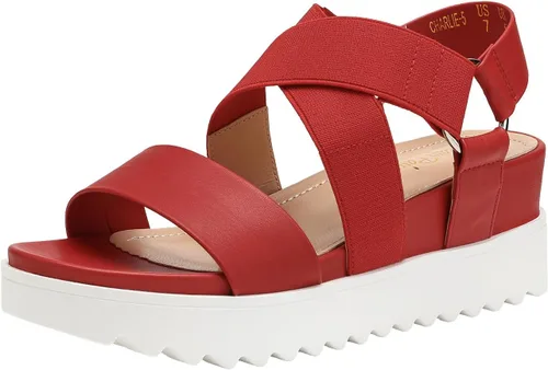 Vista 12 de DREAM PAIRS - Sandalias de plataforma con tacón de cuña, punta abierta y correas en el tobillo para mujer