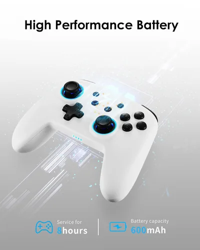 Vista 5 de DOYOKY Switch Controller, Hall Effect Joystick Switch Controller Compatible with SwitchSwitch Lite, Wireless Gamepad with 7 LED ColorsMotion