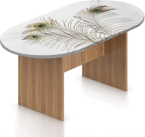 Vista 21 de XISUNYA Mantel ovalado ajustable de poliéster elástico de pavo real, con estampado de fotos y plumas coloridas, se adapta a mesas ovaladas de hasta