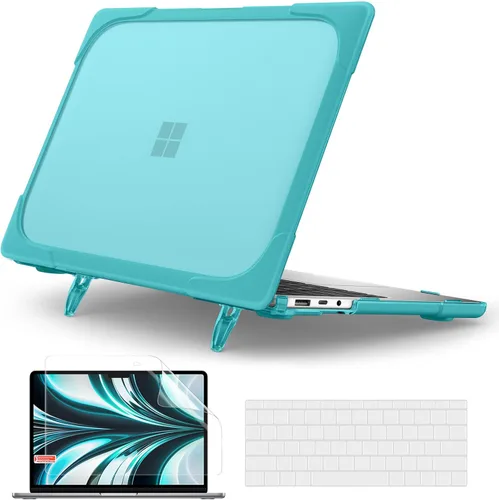 Vista 7 de Batianda Funda resistente para laptop Microsoft Surface de 13.5 pulgadas 5 4 3 con reposamanos Alcantara, soporte plegable ergonómico con nombre