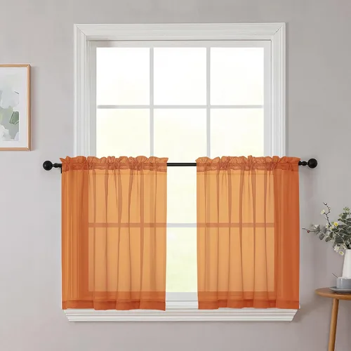 Vista 201 de 2 paneles de cortinas traslúcidas blancas para dormitorio, sala de estar, 96 pulgadas de largo, modernas, suaves, ligeras, con bolsillo para barra