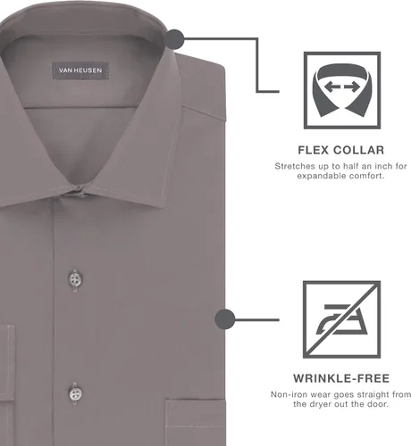 Vista 6 de Van Heusen - Camisa de vestir para hombre, ajuste regular, cuello flexible, a cuadros