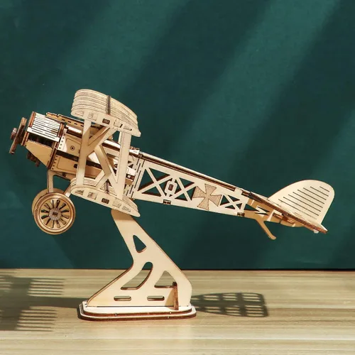 Vista 8 de ROEOLNIL Rompecabezas de madera 3D para ensamblar juguete-Kit de manualidades, decoración del hogar, mejor día de cumpleaños educativo Aviones