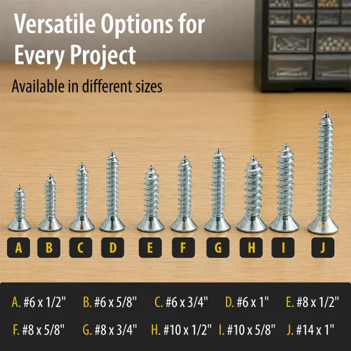 Vista 7 de 100 Unidades Tornillos para Madera #6 x 1" Cabeza Plana Recubiertos de Zinc Cabeza Phillips (BCP4) Phillips Drive, rosca profunda con punta fina