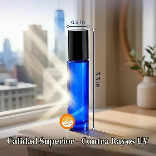 Vista 2 de PrettyCare 6 piezas, botellas roll-on de 10 ml para aceites esenciales con bola de rodillo de acero inoxidable - Botellas rellenables a prueba