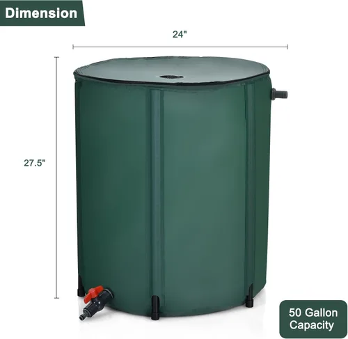 Vista 5 de S AFSTAR Barril de lluvia plegable, tanque de almacenamiento plegable para recolección de agua, resistente a la intemperie, contenedor de lluvia
