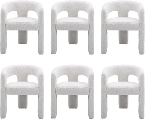 Vista 28 de Silla de Comedor Moderna de Chenille Tipo Barril Tapizada en Tela para Comedor con Brazo, Cómoda Silla Auxiliar de Acento para Cocina/Sala