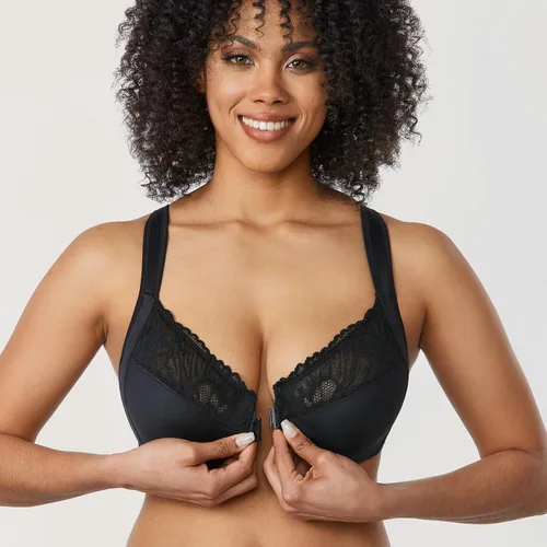 Vista 6 de AISILIN Sujetadores con cierre frontal para mujer, espalda cruzada, talla grande, cobertura completa, sin forro