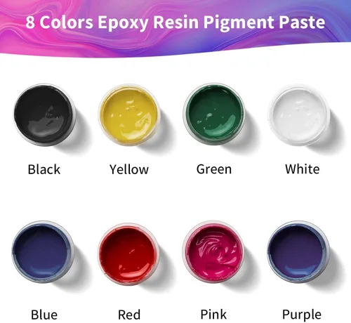 Vista 2 de Pastas de pigmento de 8 colores para resina epoxi, pigmento de color de resina epoxi de 1.76 oz/50 g, tinte de resina opaco, pigmento de resina