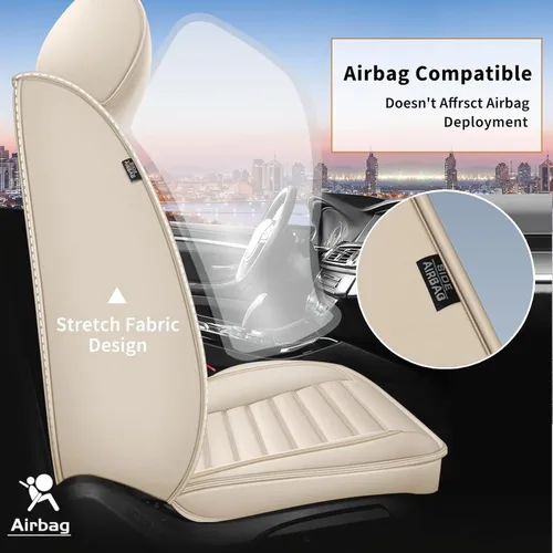 Vista 5 de IKABEVEM Fundas de Asientos de Coche Compatibles con GMC Canyon 2015-2025 2026 Cojín de Asiento Impermeable de Cuero Sintético Compatible con Airbag