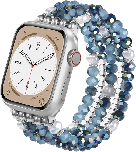 Vista 34 de MOFREE - Pulsera de cuentas compatible con Apple Watch Band de 1.496 in/1.575 in/1.614 in/1.65 in (38, 40, 41 y 42 mm) Series Negro/Oro
