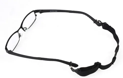 Vista 3 de RDEXP Correa deportiva elástica ajustable para lentes y gafas con hebilla de botón, paquete de 5, Negro