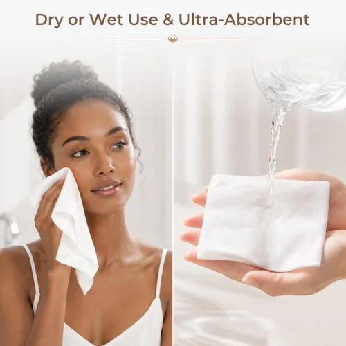 Vista 5 de Disposable Face Towel 200 Count, 7.9"X7.9"Clean Face Towelettes for Washing Face, 100% Cotton Soft Dry Wipe, Biodegradable Face Towels & Facial