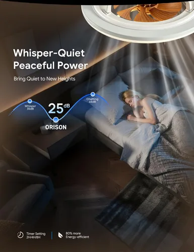 Vista 3 de Ventilador de Techo Orison con Luz - Ventilador de Techo Moderno de Montaje Empotrado Cerrado 57 cm LED Atenuable sin Aspas con Control Remoto