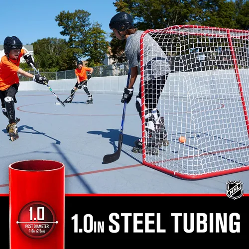Vista 2 de Franklin Sports Red juvenil de hockey callejero - Portería de hockey de acero para interiores y exteriores para niños Roller Street - 54 pulgadas