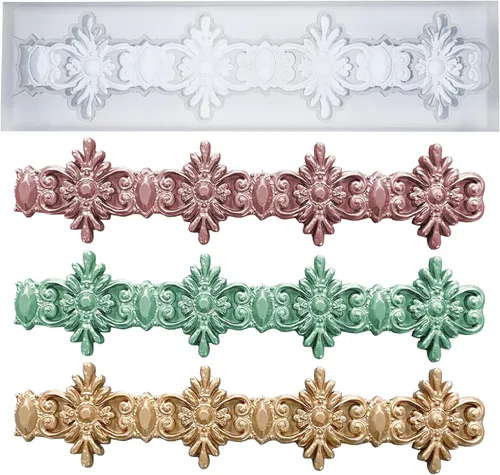 Vista 22 de Moldes de arte para arcilla polimérica, arcilla que se seca al aire, yeso, resina epoxi, fondant, decoración de pasteles, 3 molduras decorativas