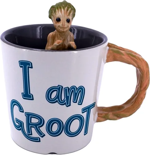 Vista 2 de Disney Parks Exclusive - Taza de café de cerámica con cuchara - I Am Groot, blanco, marrón, verde