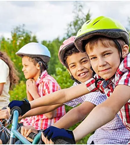 Vista 6 de 3 pares de guantes de medio dedo para niños guantes de deporte antideslizantes guantes de gel para niños ciclismo ciclismo