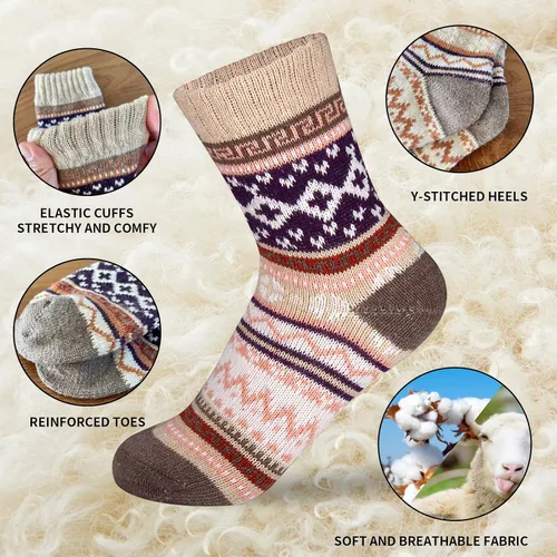Vista 3 de JOYCA & Co. - 3-5 pares de calcetines de invierno gruesos de algodón de lana abrigada para mujer