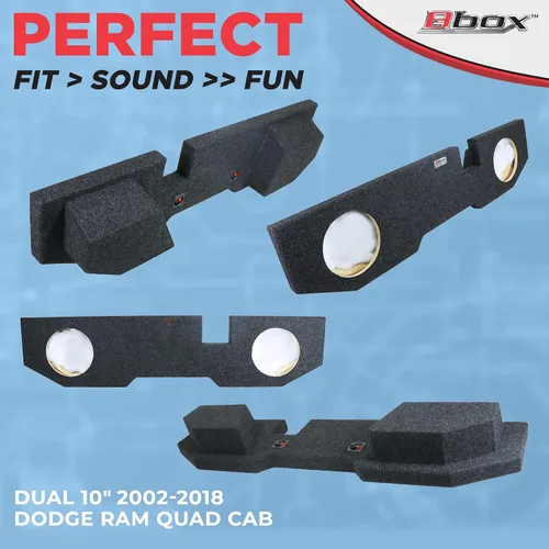 Vista 6 de Bbox - Caja de subwoofer dual de 10 pulgadas, carcasa de subwoofer alfombrada sellada, compatible con Dodge Ram Quad Cab 2002-2018, caja