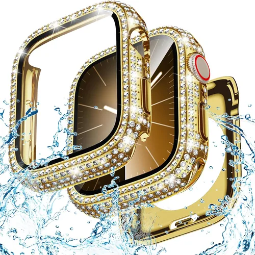 Vista 19 de Goton Funda de 40 mm impermeable con brillo para Apple Watch, protector de pantalla SE 3/2/1, Serie 6/5/4 de 40 mm, parachoques frontal de PC