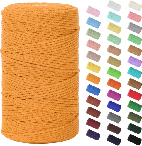 Vista 105 de Cuerda de macramé de 0.079 in x 220 yardas (656 pies), cuerda de algodón natural para colgar en la pared, ganchos de plantas, manualidades Verde