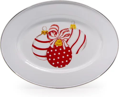 Vista 6 de Golden Rabbit Enamelware Oval Platter, 12 x 16in, Aegean Sevilla