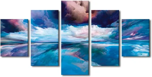 Vista 95 de Pintura en lienzo colorida para sala de estar, 5 paneles, impresiones abstractas sobre lienzo, arte de pared para sala de estar, dormitorio