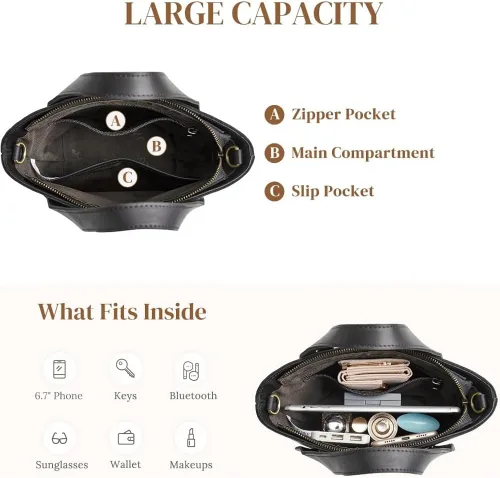 Vista 3 de Mini bolso cruzado de cuero genuino, bolso de hombro con asa superior, correa ajustable para mujer