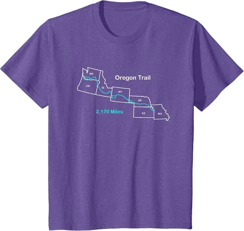 Vista 57 de Route Map of The Oregon National Historic Trail T-Shirt Asphalt Grey