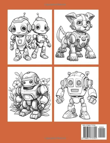 Vista 2 de Robots Coloring Book 40 Illustration Robots Coloring Pages For Kids Age 6 and over