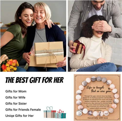 Vista 5 de Vanleonet Pulsera curativa para mujer, pulsera curativa de piedra natural, regalos para mujeres, regalos para mujeres y adolescentes, Piedra