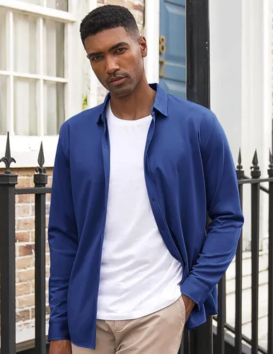 Vista 3 de COOFANDY Camisas de vestir casuales con botones y manga larga para hombre