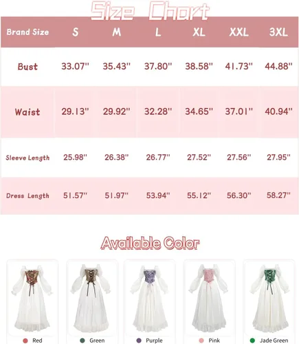 Vista 6 de NSPSTT Vestido renacentista blanco para mujer, disfraz medieval victoriano