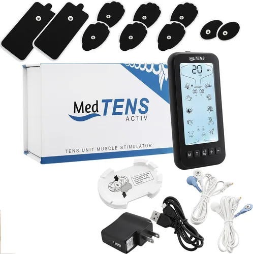 Vista 3 de Tens Unit - Estimulador muscular EMS 24 modos de masaje, terapia de alivio del dolor, máquina TENS de doble canal, masajeador de pulso, intensidad
