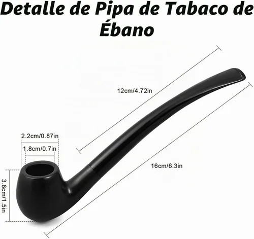 Vista 3 de Joyoldelf Pipa de tabaco, pipa de madera de lujo para fumar con soporte para pipa, tubos de tabaco de ébano para fumar con raspador de pipa, caja