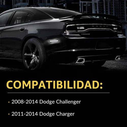 Vista 2 de Luces LED de Marcador Lateral Traseras Blancas Reflectores de Lámpara de Parachoques para Dodge Challenger 2008-14 y Charger 2011-14, 2 Piezas