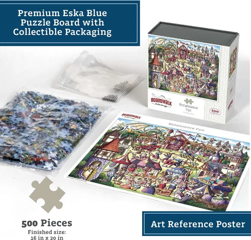 Vista 3 de Boardwalk Renaissance Fair - Rompecabezas de 500 piezas con caja premium, regalo para adultos y familia, 16 x 20 pulgadas