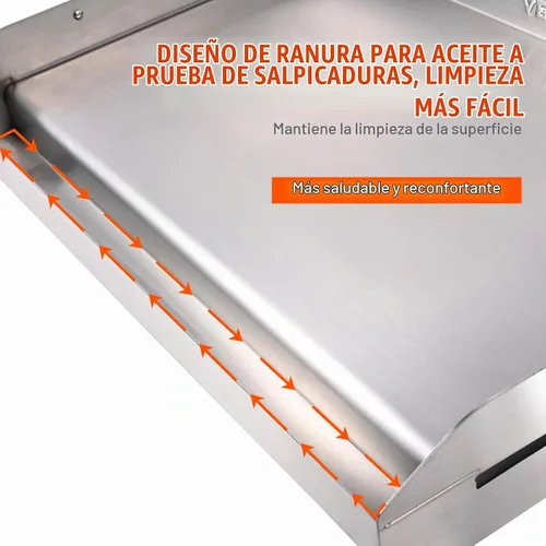 Vista 5 de VEVOR Plancha de acero inoxidable, plancha pre-sazonada de 23.5 x 16 pulgadas, sartén rectangular de doble quemador, sartén familiar antiadherente