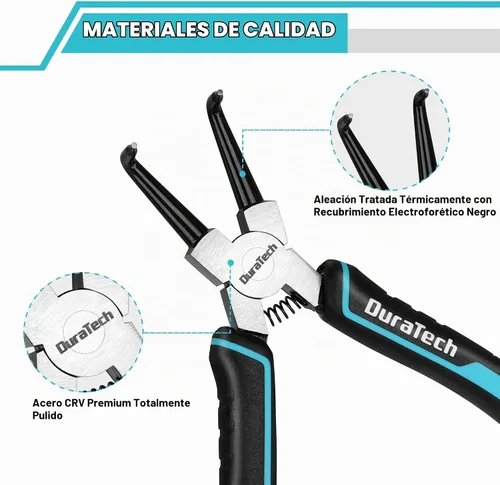 Vista 3 de DuraTech Juego de 4 piezas de alicates para anillos de retención, 7 pulgadas, kit de alicates para circlips internos y externos resistente