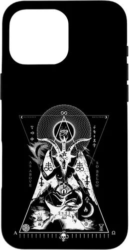 Vista 19 de iPhone 16 BAPHOMET - Como arriba y abajo - Funda de geometría sagrada oculta