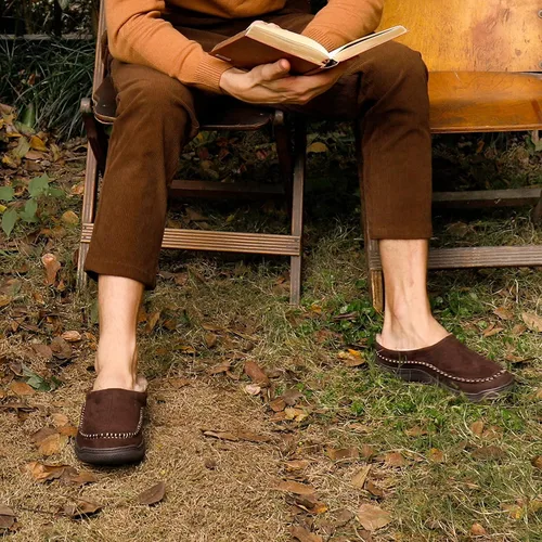 Vista 2 de Zigzagger - Pantuflas tipo mocasín para hombre, para interiores y exteriores, pantuflas cálidas, cómodas, mullidas y anchas
