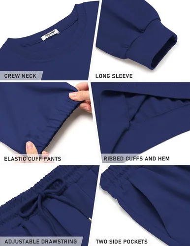 Vista 44 de COOFANDY Conjunto deportivo de 2 piezas para hombre, sudadera de manga larga, sin botones, para deportes, casual, fitness, trotar