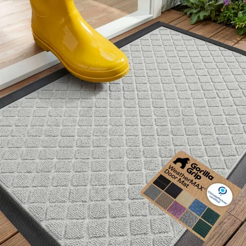 Vista 45 de Gorilla Grip - Tapete WeatherMax todo terreno 100% impermeable, caucho natural, resistente a manchas y decoloración, interior y exterior, fácil