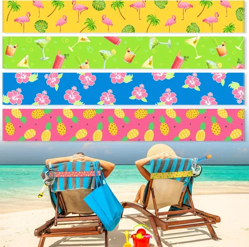 Vista 20 de Boao 4 paquetes de bandas de toalla para silla de playa, esenciales para piscina y crucero, elásticas y resistentes al viento, clips para toallas