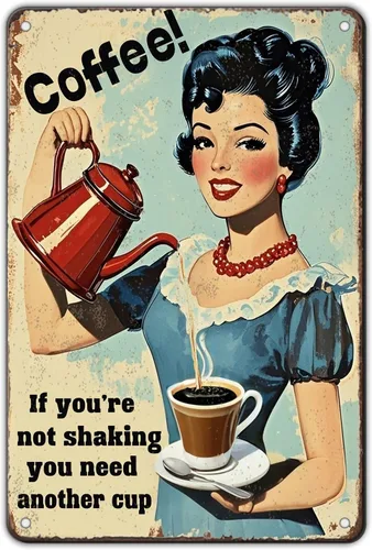 Vista 22 de KIYOYO Basset Hound Dog - Cartel de metal vintage de hound con texto en inglés "Before Coffee After Coffee" (Antes del café después del café)
