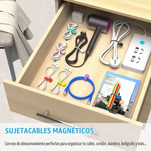Vista 5 de Bridas magnéticas para cables, 10 unidades, reutilizables, para auriculares, administrador de cables USB, correas para marcapáginas, clips